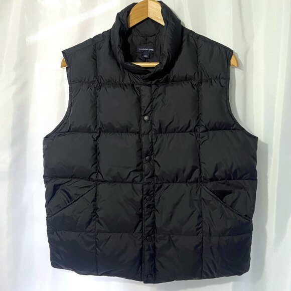 Lands End Down Puffer Vest – Men's Large, Black - Picture 1 of 8